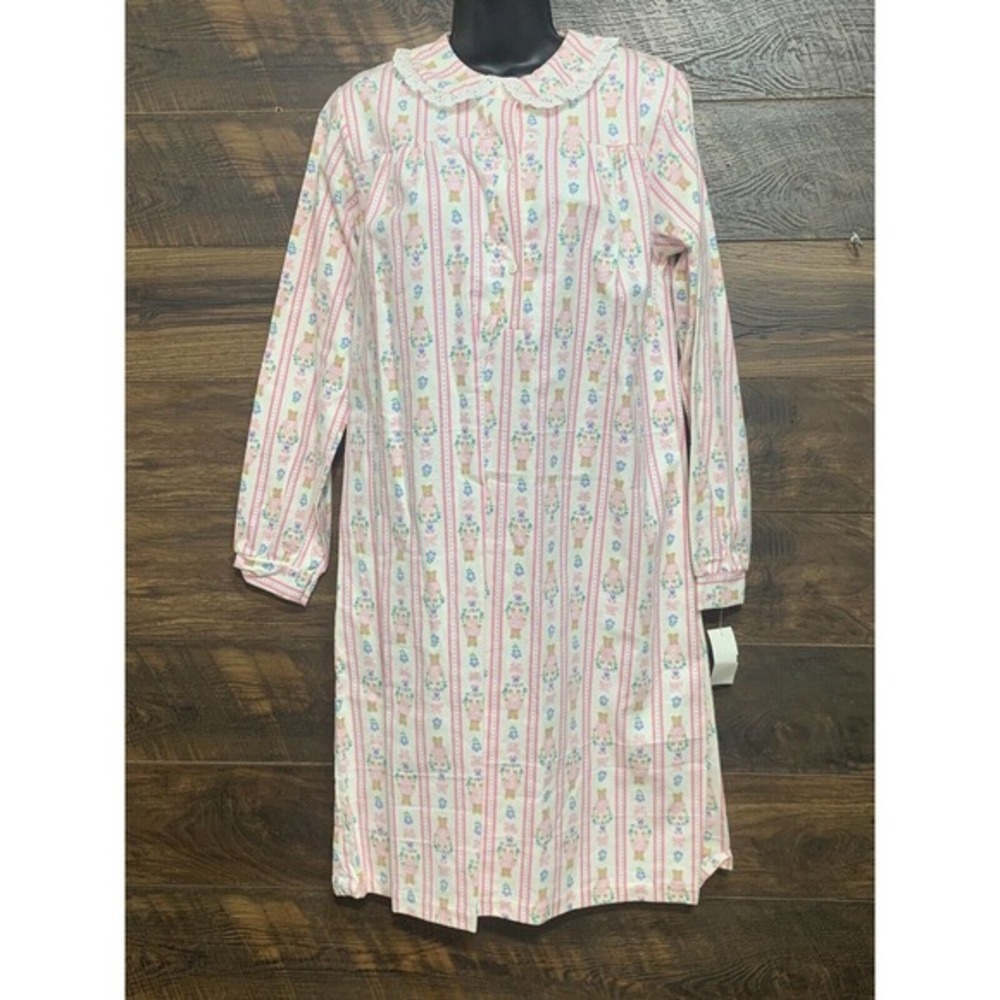 VGT Carole Cozy Night Gown Small Teddy Bear Print Babydoll Grandma Core USA Rare